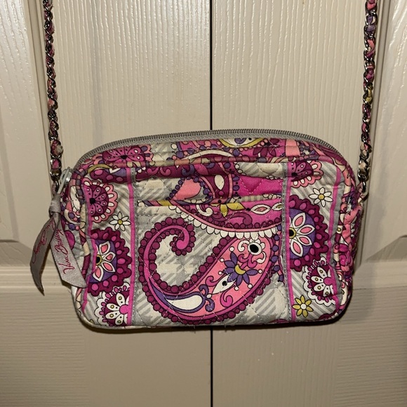 Vera Bradley Handbags - Vera Bradley Pink Paisley Print Mini Chain Crossbody Bag Purse